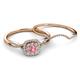 4 - Yesenia Prima Pink Tourmaline and Diamond Halo Bridal Set Ring 