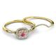 4 - Yesenia Prima Rhodolite Garnet and Diamond Halo Bridal Set Ring 