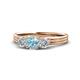 1 - Alyssa 0.92 ctw (5.50 mm) Round Aquamarine and Lab Grown Diamond Three Stone Engagement Ring 
