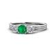 1 - Alyssa 0.92 ctw (5.50 mm) Round Emerald and Lab Grown Diamond Three Stone Engagement Ring 