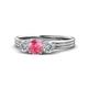 1 - Alyssa 0.92 ctw (5.50 mm) Round Pink Tourmaline and Lab Grown Diamond Three Stone Engagement Ring 