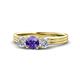 1 - Alyssa 0.92 ctw (5.50 mm) Round Iolite and Lab Grown Diamond Three Stone Engagement Ring 