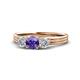 1 - Alyssa 0.92 ctw (5.50 mm) Round Iolite and Lab Grown Diamond Three Stone Engagement Ring 