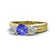 1 - Alyssa 1.36 ctw (6.50 mm) Round Tanzanite and Lab Grown Diamond Three Stone Engagement Ring 