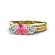 1 - Alyssa 1.31 ctw (6.50 mm) Round Pink Tourmaline and Lab Grown Diamond Three Stone Engagement Ring 