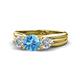 1 - Alyssa 1.39 ctw (6.50 mm) Round Blue Topaz and Lab Grown Diamond Three Stone Engagement Ring 
