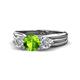 1 - Alyssa 1.54 ctw (6.50 mm) Round Peridot and Lab Grown Diamond Three Stone Engagement Ring 