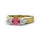 1 - Alyssa 1.44 ctw (6.50 mm) Round Rhodolite Garnet and Lab Grown Diamond Three Stone Engagement Ring 