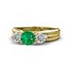 1 - Alyssa 1.16 ctw (6.00 mm) Round Emerald and Lab Grown Diamond Three Stone Engagement Ring 