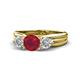 1 - Alyssa 1.39 ctw (6.00 mm) Round Ruby and Lab Grown Diamond Three Stone Engagement Ring 