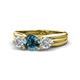 1 - Alyssa 1.24 ctw (6.00 mm) Round Blue Diamond and Lab Grown Diamond Three Stone Engagement Ring 