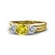 1 - Alyssa 1.24 ctw (6.00 mm) Round Yellow Diamond and Lab Grown Diamond Three Stone Engagement Ring 