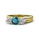 1 - Alyssa 1.39 ctw (6.50 mm) Round London Blue Topaz and Lab Grown Diamond Three Stone Engagement Ring 