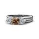 1 - Alyssa 1.44 ctw (6.50 mm) Round Smoky Quartz and Lab Grown Diamond Three Stone Engagement Ring 