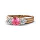 1 - Alyssa 1.31 ctw (6.50 mm) Round Pink Tourmaline and Lab Grown Diamond Three Stone Engagement Ring 