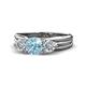 1 - Alyssa 1.31 ctw (6.50 mm) Round Aquamarine and Lab Grown Diamond Three Stone Engagement Ring 