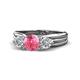 1 - Alyssa 1.31 ctw (6.50 mm) Round Pink Tourmaline and Lab Grown Diamond Three Stone Engagement Ring 