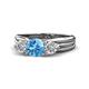 1 - Alyssa 1.39 ctw (6.50 mm) Round Blue Topaz and Lab Grown Diamond Three Stone Engagement Ring 