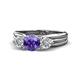 1 - Alyssa 1.24 ctw (6.50 mm) Round Iolite and Lab Grown Diamond Three Stone Engagement Ring 