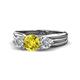 1 - Alyssa 1.24 ctw (6.00 mm) Round Yellow Diamond and Lab Grown Diamond Three Stone Engagement Ring 