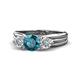 1 - Alyssa 1.39 ctw (6.50 mm) Round London Blue Topaz and Lab Grown Diamond Three Stone Engagement Ring 