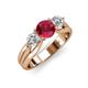 3 - Alyssa 6.00 mm Ruby and Diamond Three Stone Ring 