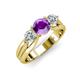 3 - Alyssa 6.40 mm Amethyst and Diamond Three Stone Ring 