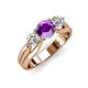 3 - Alyssa 6.40 mm Amethyst and Diamond Three Stone Ring 