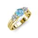 3 - Alyssa 6.40 mm Blue Topaz and Diamond Three Stone Ring 