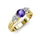 3 - Alyssa 6.40 mm Iolite and Diamond Three Stone Ring 