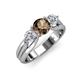 3 - Alyssa 6.40 mm Smoky Quartz and Diamond Three Stone Ring 