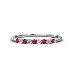 Emlynn Ruby and Diamond Stone Wedding Band French Set Ruby and Diamond Stone Womens Wedding Band Stackable ctw K White Gold