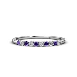 Emlynn Iolite and Diamond Stone Wedding Band French Set Iolite and Diamond Stone Womens Wedding Band Stackable ctw K White Gold