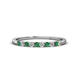 Emlynn Emerald and Diamond Stone Wedding Band French Set Emerald and Diamond Stone Womens Wedding Band Stackable ctw K White Gold