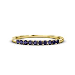 Emlynn Blue Sapphire Stone Wedding Band French Set Blue Sapphire Stone Womens Wedding Band Stackable ctw K Yellow Gold