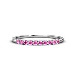 Emlynn Pink Sapphire Stone Wedding Band French Set Pink Sapphire Stone Womens Wedding Band Stackable ctw K White Gold