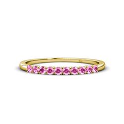 Emlynn Pink Sapphire Stone Wedding Band French Set Pink Sapphire Stone Womens Wedding Band Stackable ctw K Yellow Gold