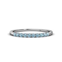 Emlynn Aquamarine Stone Wedding Band French Set Aquamarine Stone Womens Wedding Band Stackable ctw K White Gold
