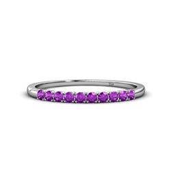 Emlynn Amethyst Stone Wedding Band French Set Amethyst Stone Womens Wedding Band Stackable ctw K White Gold