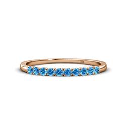 Emlynn Blue Topaz Stone Wedding Band French Set Blue Topaz Stone Womens Wedding Band Stackable ctw K Rose Gold