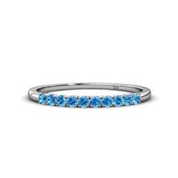 Emlynn Blue Topaz Stone Wedding Band French Set Blue Topaz Stone Womens Wedding Band Stackable ctw Platinum