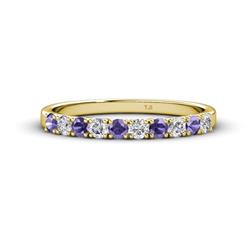 Emlynn Iolite and Diamond Stone Wedding Band French Set Iolite and Diamond Stone Womens Wedding Band Stackable ctw K Yellow Gold