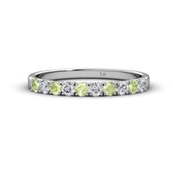 Emlynn Peridot and Diamond Stone Wedding Band French Set Peridot and Diamond Stone Womens Wedding Band Stackable ctw K White Gold