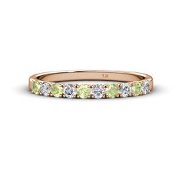 Emlynn Peridot and Diamond Stone Wedding Band French Set Peridot and Diamond Stone Womens Wedding Band Stackable ctw K Rose Gold