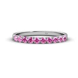 Emlynn Pink Sapphire Stone Wedding Band French Set Pink Sapphire Stone Womens Wedding Band Stackable ctw K White Gold
