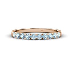 Emlynn Aquamarine Stone Wedding Band French Set Aquamarine Stone Womens Wedding Band Stackable ctw K Rose Gold