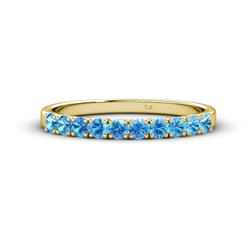 Emlynn Blue Topaz Stone Wedding Band French Set Blue Topaz Stone Womens Wedding Band Stackable ctw K Yellow Gold