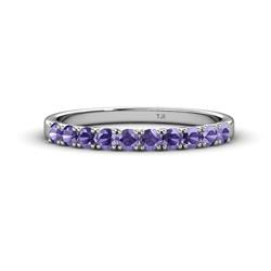 Emlynn Iolite Stone Wedding Band French Set Iolite Stone Womens Wedding Band Stackable ctw K White Gold