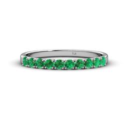 Emlynn Emerald Stone Wedding Band French Set Emerald Stone Womens Wedding Band Stackable ctw K White Gold