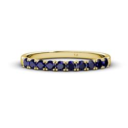 Emlynn Blue Sapphire Stone Wedding Band French Set Blue Sapphire Stone Womens Wedding Band Stackable ctw K Yellow Gold